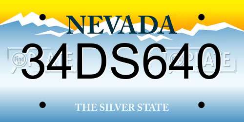 34DS640 Nevada License Plate