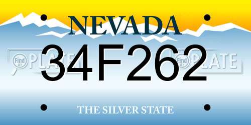 34F262 Nevada License Plate