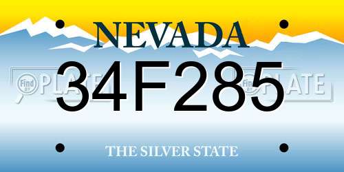 34F285 Nevada License Plate