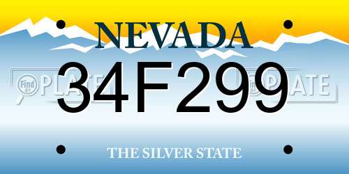 34F299 Nevada License Plate
