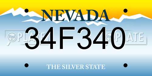 34F340 Nevada License Plate