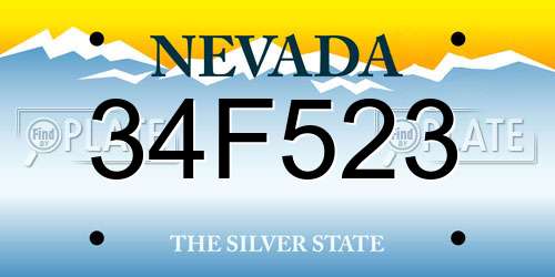 34F523 Nevada License Plate