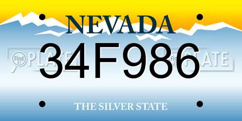 34F986 Nevada License Plate
