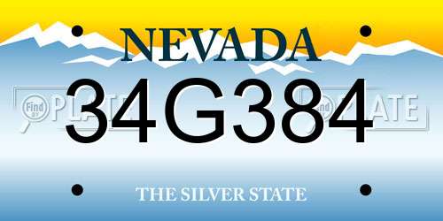 34G384 Nevada License Plate