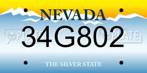 34G802 Nevada License Plate