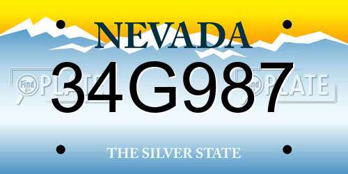 34G987 Nevada License Plate