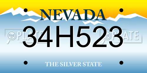 34H523 Nevada License Plate