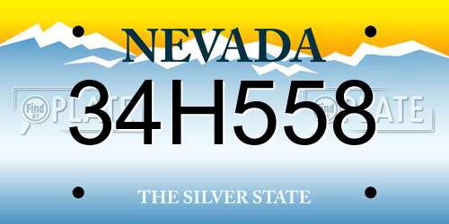 34H558 Nevada License Plate