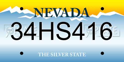 34HS416 Nevada License Plate