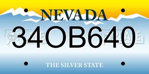 34OB640 Nevada License Plate