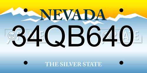 34QB640 Nevada License Plate