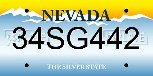 34SG442 Nevada License Plate