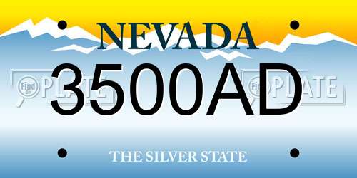 3500AD Nevada License Plate