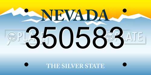 350583 Nevada License Plate