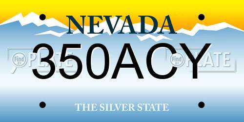 350ACY Nevada License Plate
