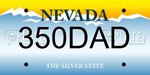 350DAD Nevada License Plate