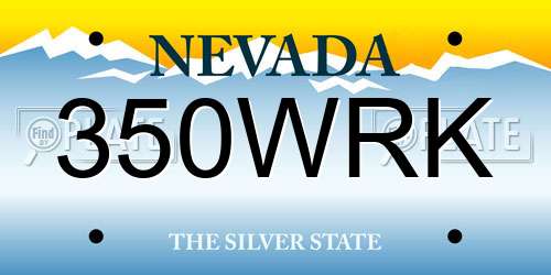 350WRK Nevada License Plate