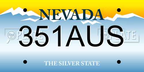 351AUS Nevada License Plate