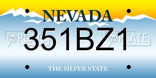 351BZ1 Nevada License Plate