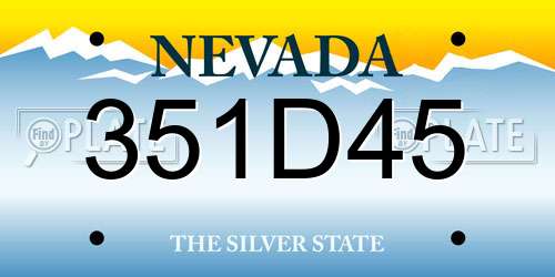 351D45 Nevada License Plate