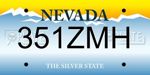 351ZMH Nevada License Plate