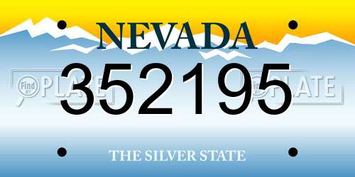 352195 Nevada License Plate