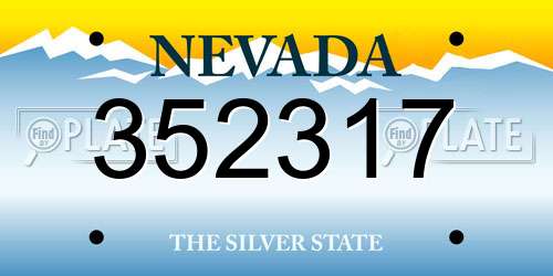352317 Nevada License Plate