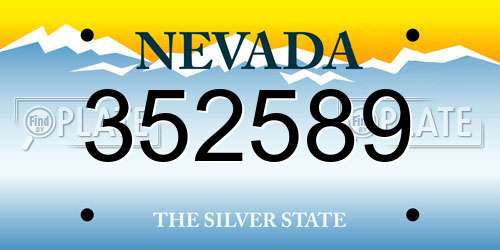 352589 Nevada License Plate