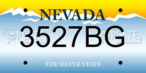 3527BG Nevada License Plate