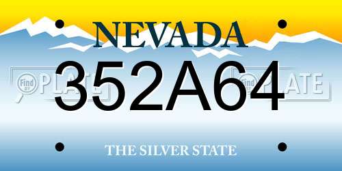 352A64 Nevada License Plate