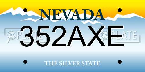 352AXE Nevada License Plate