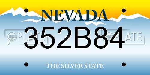352B84 Nevada License Plate