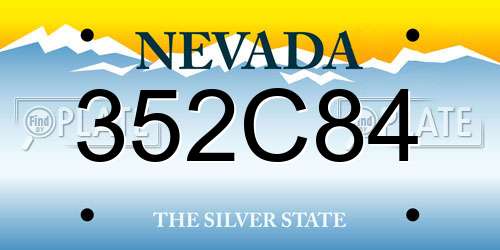 352C84 Nevada License Plate