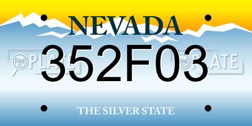 352F03 Nevada License Plate