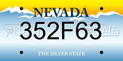 352F63 Nevada License Plate