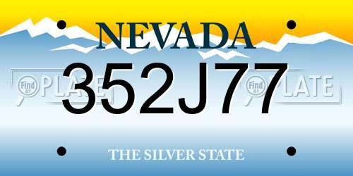 352J77 Nevada License Plate