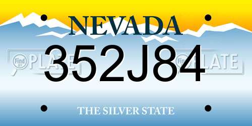 352J84 Nevada License Plate