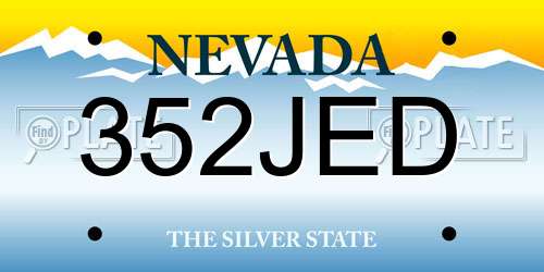 352JED Nevada License Plate