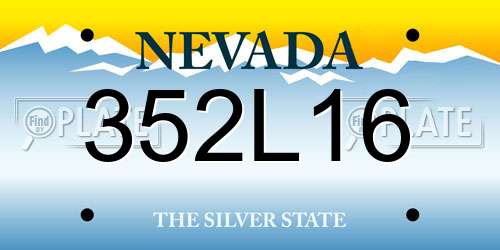 352L16 Nevada License Plate