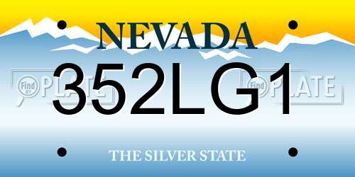 352LG1 Nevada License Plate