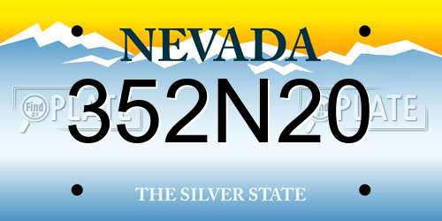 352N20 Nevada License Plate