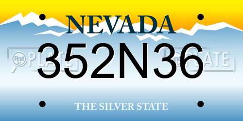 352N36 Nevada License Plate