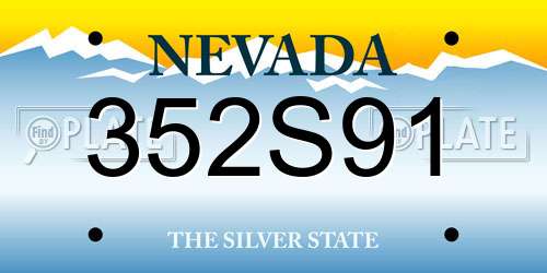 352S91 Nevada License Plate