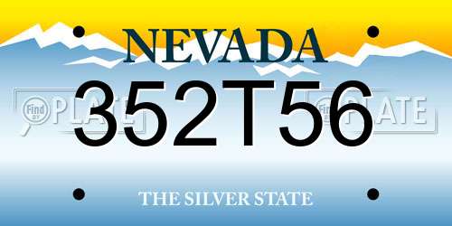 352T56 Nevada License Plate