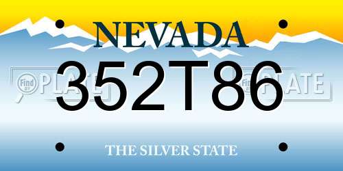 352T86 Nevada License Plate