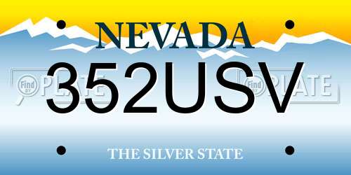 352USV Nevada License Plate