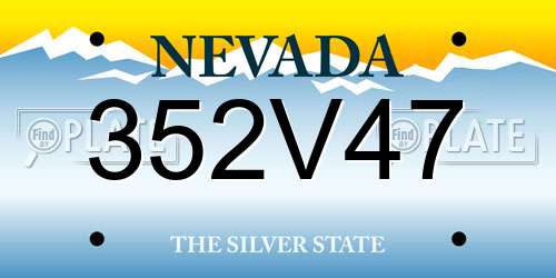 352V47 Nevada License Plate