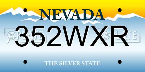 352WXR Nevada License Plate