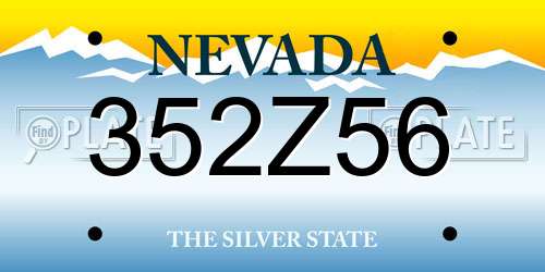 352Z56 Nevada License Plate