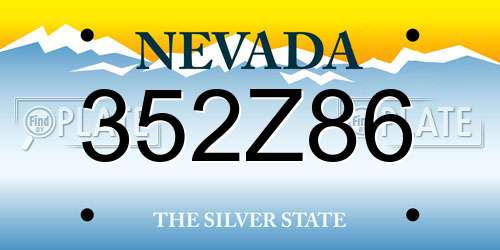 352Z86 Nevada License Plate